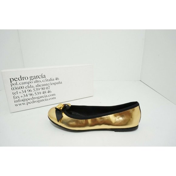 Pedro Garcia Anne Gold Mirror Kid Leather Women's Slip On Flats 36 US 6 M $460 - Picture 6 of 12